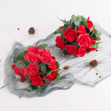 Rose Garlands Artificial Rose Vines, 4Pcs(28.8Ft) Fake Silk Flower Garland With Greenery Plants Wedding Hanging Flower Vines Garlands For Home Office Arch Garden Decoration (Red)