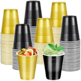 100 Pcs Black And Gold Plastic Cups 12 Oz, Bulk Gold And Black Disposable Party Graduation Cups For Graduation New Year Wedding Birthday Christmas Theme Party Supplies Decorations