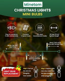 100 Count Clear Christmas String Lights 20FT Green Wire Mini Incandescent Bulb Lights for Indoor Outdoor Christmas Tree Garland Wedding Party Festival Decor