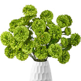 12Pcs Fake Artificial Pompon Mums Flowers Indoor With Long Stems Ball Chrysanthemum Faux Silk Flowers For Vase Floral Arrangement For Spring Home Decor Centerpieces For Table Kitchen Decoration