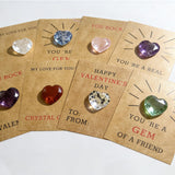 24 Pack Valentines Cards With Heartvalentine'S Day, Shaped Natural Crystal Gemstone Gift, Perfect For Boys And Girls As Valentine'S Day Exchange Gifts, Party Gifts, (Style 1)