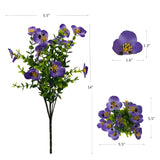 12 Bundles Artificial Pansy Flowers With Eucalyptus Leaves, No Fade Uv Resistant Silk Flower Plants For Indoor Outside Garden Front Door Porch Yard Patio Window Box Farmhouse(Purple, Yellow, White)