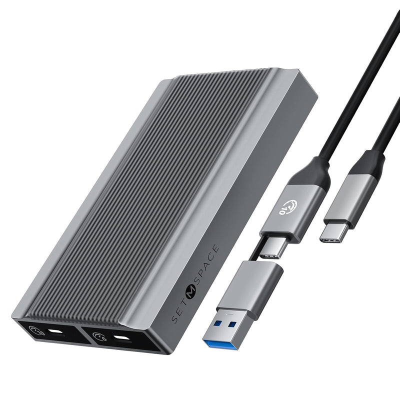 Dual Bay M.2 Ssd Enclosure, 10Gbps Nvme & 6Gbps Sata, Capacity Up To 2X4Tb, Su