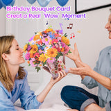 Birthday Cards With Music &Lights, Gerbera Daisy And Butterflies, 10 Inch Life Sized Forever Flower Bouquet 3D Pop Up Birthday Gift Card For Women Wife Mom Daughter Sister