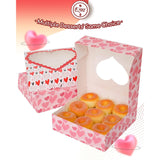 Auto-Pop Up Valentine Pastry Box With Window 8X8X2.5 Inch Donut Pie Boxes 12Pcs Bakery Box For Valentine''S Day