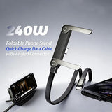 240W USB C to USB C Fast Charging Cable with Stand 4.9FT 90 Degree Design