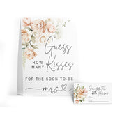Floral How Many Kisses For The Mrs Game, Guess How Many Bridal Shower Games And Activities