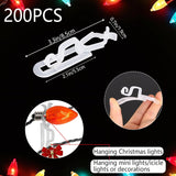 200 Pcs Roof Light Hangers For Christmas Gutters Shingles Fence Universal Clip Hooks For Hanging C7, C9 And Mini Lights Outdoor Waterproof Xmas Holiday Light Clips (Only Hangers, No Light-Bulb