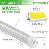 8 Pack 4FT LED Shop Lights 50W 7500LM 6000K Linkable Garage Warehouse Fixtures