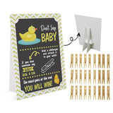 Duck Don'T Say Baby Game (1 Sign And 50 Mini Natural Clothespins) Don'T Say Baby Baby Shower Game, Baby Shower Decorations, Baby Shower Games Gender Neutral (2Ds20)