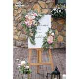 Faux Flowers Wedding Arch Flowers Kit(Pack Of 2) Wedding Welcome Sign For Wedding Decor Ceremony And Reception Backdrop Decoration (Dark Pink)