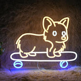 Corgi Dog Neon Sign LED USB Dimmable Wall Light 13 x 16.9 Inch for Kids Room Pet Shop Party Decor