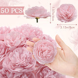 50 Pcs Artificial Flowers, 3.2 Inches Silk Rose Head Flowers Fake No Stem For Wedding Bridal Bouquet Home Floral Decor Diy Centerpieces Arrangements Party Tables Decoration(Dusty Pink)