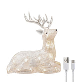Ykl-1016, 21.5Cm With Acrylic Figure Light Up Reindeer Lighting, 20 Warm White Leds, 6H Timer Dual Power Supply Usb Or B
