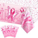 3 Pieces Breast Cancer Awareness Party Decorations Breast Cancer Table Covers Disposable Pink Ribbon Awareness Table Cloth Hope Faith Courage Table Runner for Breast Cancer Party Supplies 54 x 108