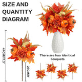 Fall Decor, 4Pcs Artificial Autumn Pumpkin Berry Flower Maple Plant Stems Picks Vase Decorations, For Home Harvest Holiday Halloween Thanksgiving Table Indoor Decor