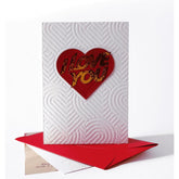 Luxury 3-Piece I Love You Card Set, Flat Note With Red Envelope - Handmade 650Gsm Cotton Paper, 3D Embossed Hearts & Gold Foil, Romantic Valentine'S Day Gift For Her/Him, Wife, Husband