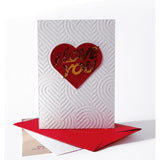 Luxury 3-Piece I Love You Card Set, Flat Note With Red Envelope - Handmade 650Gsm Cotton Paper, 3D Embossed Hearts & Gold Foil, Romantic Valentine'S Day Gift For Her/Him, Wife, Husband