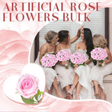 50 Pcs Artificial Silk Roses Flowers Bulk Realistic Long Stem Faux Flower Bouquet For Wedding Centerpieces, Valentine'S Day Decor, Home Arrangements, Table Decorations(Pink)