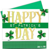 Happy St. Patrick'S Day Cards For Family & Business (Gold & Green) Saint Patrick Bulk Greeting Card Set Pack Of 25 With Green Envelopes (5X7 Inch - A7) Office, Work, Employees & Clients Spd200