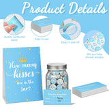 555 Pcs How Many Kisses Game Card Kit How Many Kisses Baby Shower Games Standing Sign Guessing Cards Baby Shower Stickers For Kid Sprinkle Birthday Party, No Candy And Jar(Blue Boy Style)