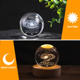 Emotional Support Glowing Crystal Ball Gift, Inspirational Positive Luminous Crystal Ball Light With Wood Base, Gift For Women Men Birthday Christmas Office (Warm White, Ghost)