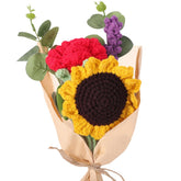 Crochet Flower Bouquet Handmade Crochet Sunflowers Gift Lavender Rose Knitted Eternal Artificial Flowers For Wife Women Valentine'S Day Mother'S Day Birthday Wedding Anniversary