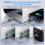 3.3FT USB C to USB C 20Gbps 240W PD 3.1 8K 4K Video Fast Charging Cable