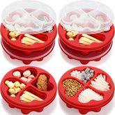 6 Pcs 6 Pcs 6.8 Inch Valentine'S Day Divided Dessert Serving Tray Heart Red 4-Compartment Snack Container Box Reusable With Press-Fit Lids For Christmas Mother'S Day Lunch Meal Snack