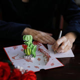 Valentines Day Card For Her, Him - 3D Romantic Greeting Pop-Up Cards - T-Rex You Make My Heart Saur - 5" X 7" - Blank Notecard & Envelope Included