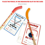 12 Pack Hockey Valentine'S Day Cards, Pencils With Erasers, Mini Hockey Pucks, Hockey Goal For School Classroom Gift Exchange, Valentine Party Favor Supplies