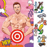 Bachelorette Games Set For Birthday Party Birdal Shower, Pin The Pants On The Hunk Games Poster And Stickers