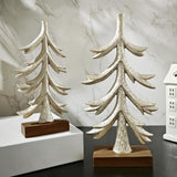 Golden Christmas Table Centerpiece, Rustic Resin Figurine Tabletop Tree For Home Office & Farmhouse Centerpieces