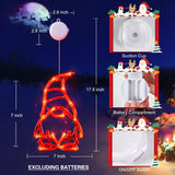 Christmas Window Lights 3 Pack Red White And Green Gnomes Xmas Lights With Suction Cups 2024 Upgrade Timer Function And