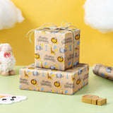 1St Birthday Wrapping Paper Roll, Jumbo Roll, Jungle Animal Gift Wrap Paper, Cute Lion, Elephants, Giraffe Kraft Paper For Age 1 Kids, Baby Shower, Birthday And More, 30 Inches X 32.8 Feet