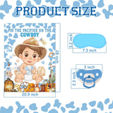 Pin The Pacifier On The Cowboy Party Games Western Party Game First Rodeo Party Decor Large Baby Poster Blindfold 48 Pacifier Stickers For Cowboy Baby Shower Decorations