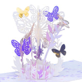 Purple Butterfly Flower Pop Up Card, 3D Greeting Card Butterfly Gift For Women Wife Girl Daughter Mothers Day Anniversary Birthday, With Envelope And Note 5" X 7"