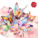 Handmade 3D Pop Up Butterfly Birthday Card For Women & Girls, All-Occasion Greeting Card With Floral Design For Anniversary, Thank You, Get Well, Mother'S Day | Includes Envelope & Stickers