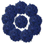 10Pcs Silk Hydrangea Heads With Stems Artificial Flowers For Wedding Party Home Decor (Royal Blue)