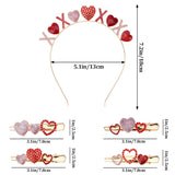 Valentine’S Day Headbands & 4Pcs Heart Shaped Hair Clips Set For Women Girls Red Pink Heart Hairband Rhinestone Glitter Hair Clips Xo Crystal Metal Hair Accessories Party Supplies Gifts
