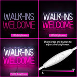 Walk Ins Welcome Pink Neon Sign LED Wall Decor Light for Business Studio Store Door