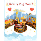 I Really Dig You Card - Pop Up Valentines Cards With Envelope, 3D Construction Vehicle Design, Cute Valentines Gift For Boys, Kids