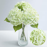 21" Real Touch Hydrangea Artificial Flowers With Long Stem & Leaves, Full Latex Faux Hydrangea Flowers For Home Decor Party Floral Arrangements Wedding Bouquets Centerpieces, Green 3Pcs