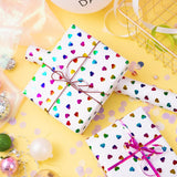 Valentines Wrapping Paper Roll, Hearts Printed Colorful Holographic Foil Design For Birthday, Anniversary, Baby Shower, Wedding Gift Wrapping, Mini Roll, 17In X 16.4Ft