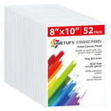Canvas Boards For Painting 52 Pack 8 X 10 Inch Blank Flat Canvas Panels 100% Cotton Pre-Primed For Acrylic & Oil Paint, Art Supplies For Kids & Adults
