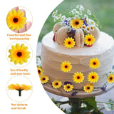 120Pcs Silk Artificial Gerbera Daisy Heads, 1.5 Inch Fabric Fake Chrysanthemum Flowers Floral Heads For Wedding, Party, Home, Beach Decoration And Diy Craft (Yellow)