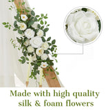 Arch Flower Kit Of 2 - Artificial Floral Swag For Wedding Welcome Sign, Reception Ceremony Signs, Chair Decor (White)