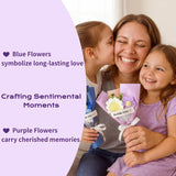 2Pack Handmade Mini Crochet Flower Bouquet With Greeting Card, Knitted Crochet Flowers Graduation Party Wedding Christmas, Artificial Crochet Flowers For Mom Wife Gift Home Decor Blue And Purple