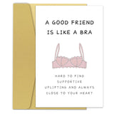 Funny Birthday Card For Women, Bbf, Sister, 'A Good Friend Is Like A Bra' Friendship Card For Bridesmaid
