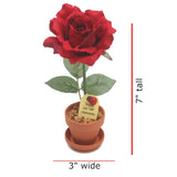 – 12Th Anniversary Silk Rose Gift – Red – 7" Artificial Flower In Terra Cotta Pot – 1 Count – Handmade Desk Decoration For Him Or Her